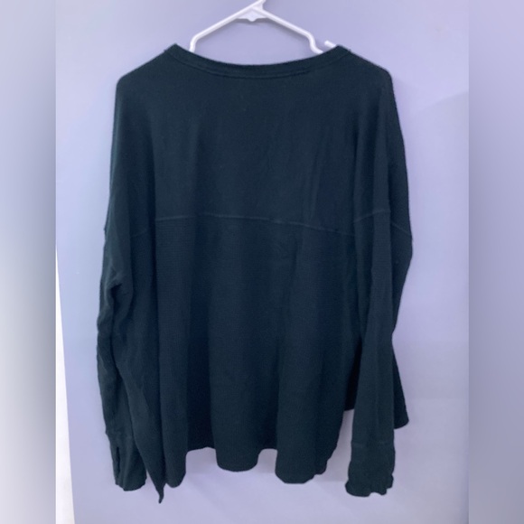 Offline by Aerie Wow! Black Waffle Knit Henley Top - Picture 6 of 6